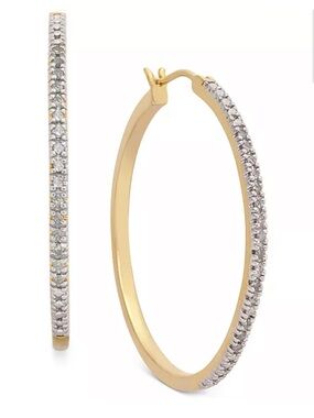 Diamond Hoop Earrings
(1/4 ct. t.w.) in 14k Gold-Plated Sterling Silver